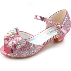 Lulushu 女童紅寶石蝴蝶結跟涼鞋