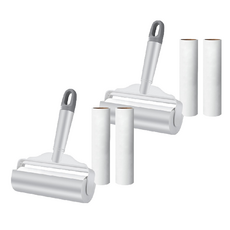 DAILYSHARE 斜切式除塵滾筒 握把主體 + 膠帶補充包 2入組 白色, 2套