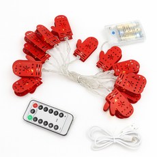 好物良品 LED聖誕節可愛造型金屬裝飾燈串 3m, 紅手套, 1個