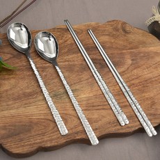 윌리브 국산 316L 써지컬스틸 고급 수저세트 마므레, 실버, 숟가락(2P) + 젓가락 (2P), 1세트