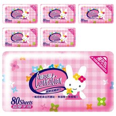 康乃馨 紅兔寶寶濕巾補充包, 80張, 6包
