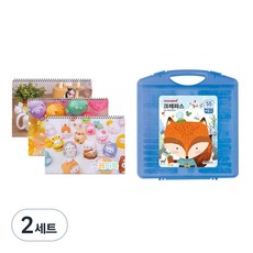 몰랑이 두툼 미술용 스케치북 170g x 3p + 모나미 모니주 가방파스 55색 문구세트, 랜덤발송(스케치북), 남(크레파스), 2세트