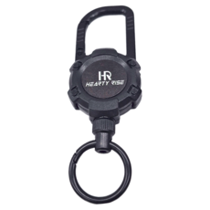 HEARTY RISE 哈帝來斯 登山扣式磁力伸縮扣，繩索長度為70公分，簡單易脫落登山扣環設計, 黑色, 1個