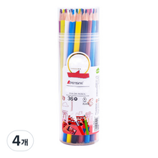PENSING 圓筒形可擦色鉛筆, 36色, 4個