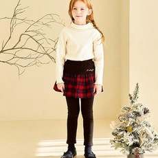 andiapple 女童 HOT 俏麗女孩刷毛格紋內搭褲裙