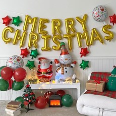 Aspasia 派對氣球快樂聖誕老人雪人金 10 型全套 + 手動泵, 隨機出貨(手動打氣筒), 10種, 1套