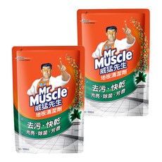 Mr Muscle 威猛先生 地板清潔劑補充包 森林芬多精 去汙 快乾 光亮 除菌 芳香, 1.8L, 2包