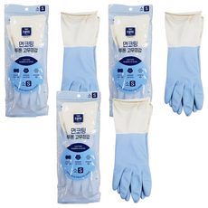 태화 면코팅 투톤 고무장갑, 블루, 소(S), 3개