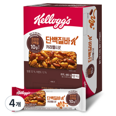 켈로그 단백질바K 카라멜&넛 12p, 480g, 4개