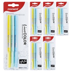 monAmi Live Color 簽字筆 3入組, 黃色, 薄荷綠, 天空藍, 6個