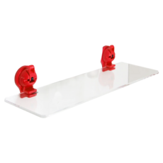 Lassley MAGIC 彩色強力吸盤長型置物架 適用於浴室/廚房/餐廳, 紅色, 1層