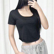 피어니스트 여성용 스퀘어넥 크롭 반팔 티셔츠