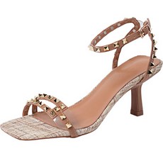 JH Company 여성용 모던 리벳 스트랩 샌들 힐