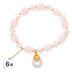 홈셀 행운기원 팔찌 K3627 핑크 화이트 18cm, 6개