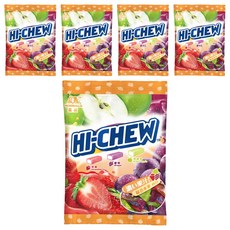 MORINAGA 森永 HI-CHEW 嗨啾 綜合水果軟糖, Q彈嚼感, 果汁濃郁, 獨立小包裝, 90g, 5袋