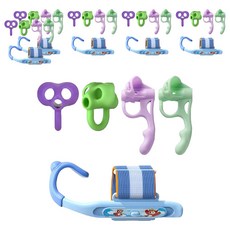 DADA 鉛筆握筆器 可調式手腕寫字矯正器組合, 6套, 藍色(手腕矯正器), 隨機出貨(手指矯正器 短款, 手指矯正器 長款)