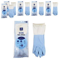 태화 면코팅 투톤 고무장갑 양손착용, 블루, 중(M), 6세트