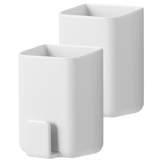 壁掛漱口杯置物架 10.1 x 7.2 x 5cm 270ml, 白色, 2個