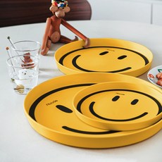 Abode 微笑托盤圓碟 3件組, 黃色