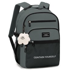 ADDEDIT 素色網眼後背包+鑰匙圈組 隨機出貨, 灰色的