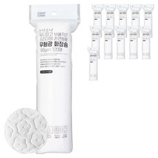 소낙소낙 부드럽고 보풀적은 프리미엄 순면원형 무형광 화장솜 180gsm, 12개, 120매입
