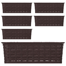 KEYWAY 聯府 藤藝100收納籃, 深棕色, 6個