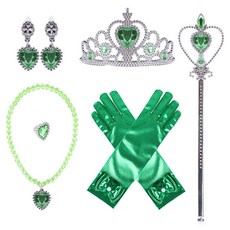 미미파티 공주 티아라 보석 악세사리 세트, 그린, 1세트