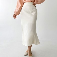 플랜데이 여성용 심플 베이직 허리밴딩 머메이드 롱 스커트