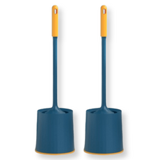 Sort It 直立式圓形馬桶刷 浴室廁所清潔刷, 海軍藍黃色, 2個
