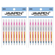 JAVAPEN NEON3GEL 3色原子筆 0.5mm, 粉紅色, 黃色, 天空藍, 18個