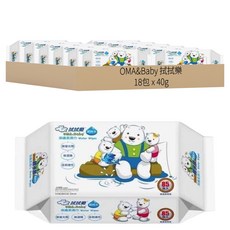 拭拭樂 超純水親子熊潔膚柔濕巾 15*20cm, 40g, 1入, 18包