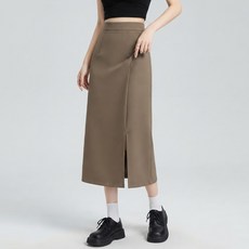 Elsso 高腰開衩簡約H型鬆緊帶長裙