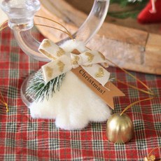 ScentBasket 蓬鬆聖誕樹吊飾, 象牙白, 7.5 x 12cm, 1個