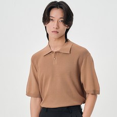 킨록 남성용 R N 반팔 2버튼 카라 니트