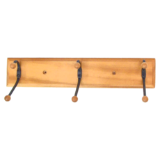 生活屋 原木衣帽木珠3勾 金屬, 原木色, 1個