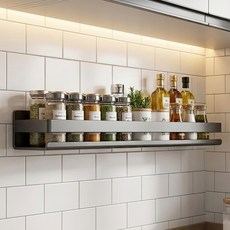 Hanbomnuri 免鑽孔可拆卸式一字型調味罐架, 灰色, 1個