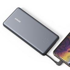 앤커 파워코어+ 10000mAh 아이폰 고속충전 보조배터리 케이블 일체형, A1233, SPACE GRAY