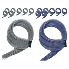 타이탄 포인트 헤어 브릿지 똑딱이 컬러 피스 부분 가발, 애쉬블루 + 애쉬그레이, 16개