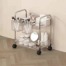 에브라잇 다용도 아크릴 미니 트롤리 + 걸이 바구니 2p 세트, 투명, 2단