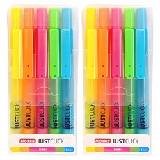 Justclick 螢光筆S組, 黃色+橘色+粉紅色+天藍色+黃綠色, 2套