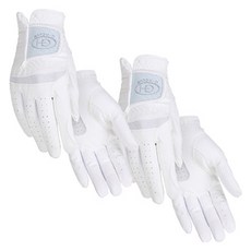 GH KOREA 女款羊皮拼接高爾夫手套 雙手用, 白色