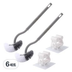 모나코올리브 매직클린 에스커브 변기솔 2p + 이지걸이 2p 세트, 그레이(변기솔), 6세트