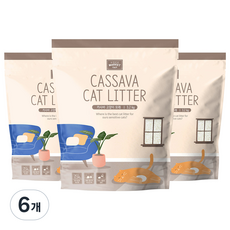 코코마켓 응고형 카사바 고양이 모래, 3.2kg, 6개