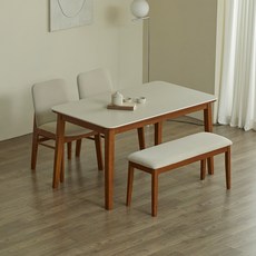 파로마 솔로르 통세라믹 식탁 1400 + 의자C 2p + 벤치A 세트 방문설치, 월넛, 4인용