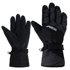 ARISE 男性滑雪手套 雙手穿戴 AWGA026, 黑色