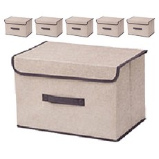 살림마녀 접이식 패브릭 수납박스, 아이보리, 6개