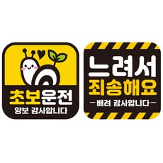 JEJEDECO 彩色高亮度反光磁鐵車用貼紙 新手駕駛 正方形 G140 2件組, 1套, GC019 + GC064