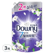 다우니 초고농축 7일지속 탈취파워 섬유유연제 화이트티와 릴리 리필, 1.6L, 3개