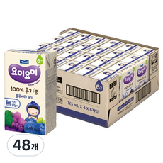 요미요미 100% 유기농 블루베리 포도, 125ml, 48개