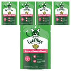 Greenies 健綠 貓咪潔牙餅, 2.1oz, 5個, 開胃鮮鮭